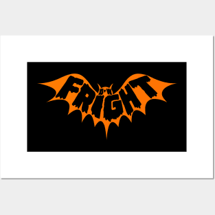 Black & White Fright Orange Bat Posters and Art